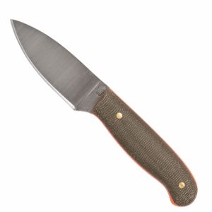 LT Wright Knives Patriot - Flat Grind - Green Canvas Micarta - Orange Liners - Polished Finish img1